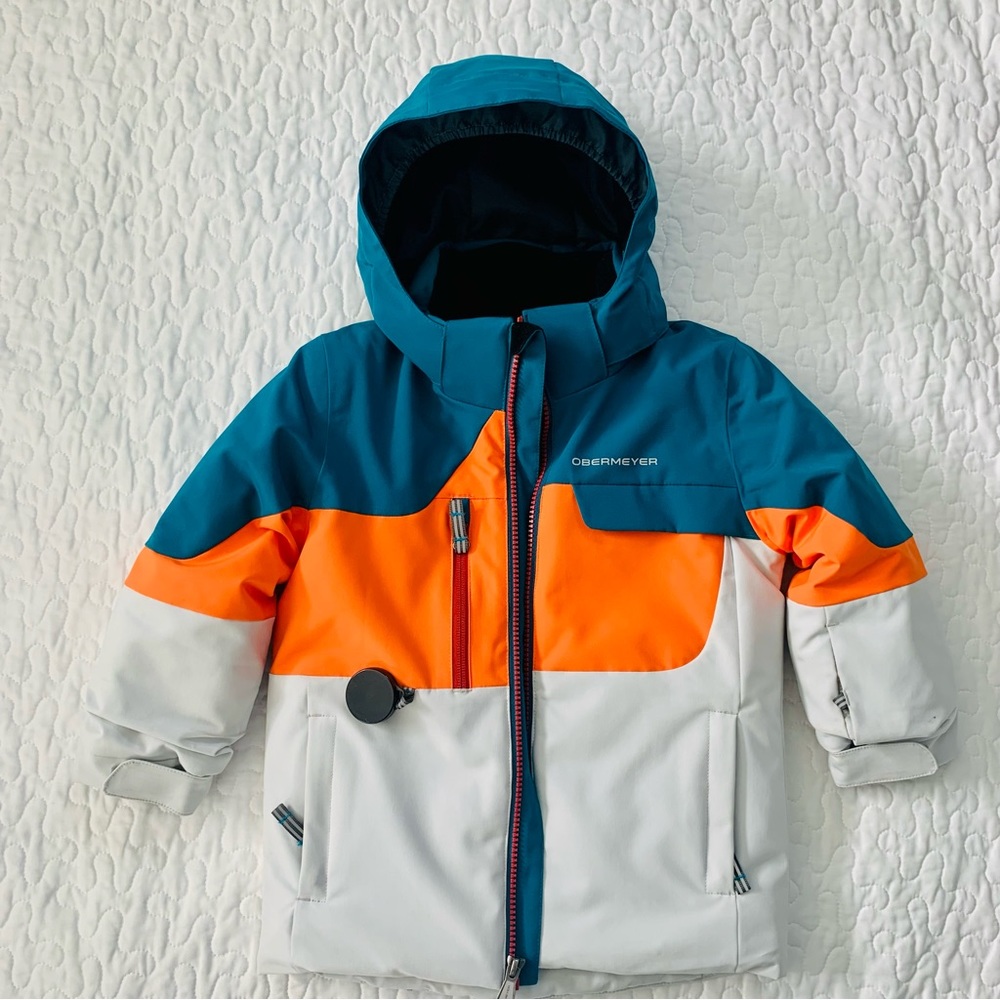 Obermeyer toddler ski jacket and snow pants 3T igrow turquoise, orange, white